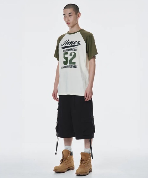 AMESWORLDWIDE(アメスワールドワイド)の「A'GEM/9 × .kom 『AMESWORLDWIDE/アメスワールドワイド』 52 LOGO RAGLAN TEE/52ロゴラグランTEE(Tシャツ/カットソー・レディース・ブラック/カーキ/レッド・S/M)」の17枚目の写真
