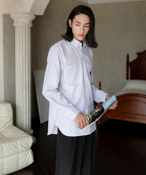 DICKIES 売れ筋商品|||ディッキーズ シャツ トップス レディース Denim shirts Beige Dickies tシャツ ディッキーズ ワンポイント刺繍ロールアップT