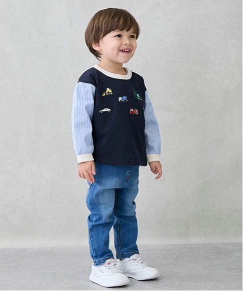 petit main（プティマイン）の「【オーガニック】デニムストレートパンツ(キッズサイズ)（デニムパンツ・キッズ・サックスブルー/ブルー・90cm/80ｃｍ/130cm/120cm/100cm/110cm）」の4枚目の写真