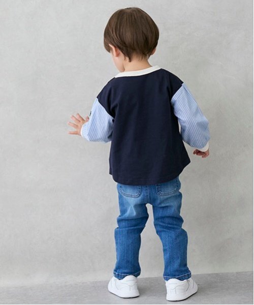 petit main（プティマイン）の「【オーガニック】デニムストレートパンツ(キッズサイズ)（デニムパンツ・キッズ・サックスブルー/ブルー・90cm/80ｃｍ/130cm/120cm/100cm/110cm）」の5枚目の写真