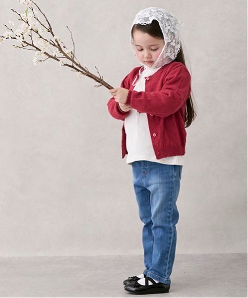 petit main（プティマイン）の「【オーガニック】デニムストレートパンツ(キッズサイズ)（デニムパンツ・キッズ・サックスブルー/ブルー・90cm/80ｃｍ/130cm/120cm/100cm/110cm）」の6枚目の写真