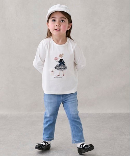 petit main（プティマイン）の「【オーガニック】デニムストレートパンツ(キッズサイズ)（デニムパンツ・キッズ・サックスブルー/ブルー・90cm/80ｃｍ/130cm/120cm/100cm/110cm）」の10枚目の写真