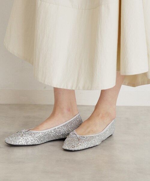 THE SHOP TK (ザ ショップ ティーケー )の「グリッターラメバレエスクエアトゥー(パンプス・レディース・ブラック/シルバー・35/45/30)」の1枚目の写真