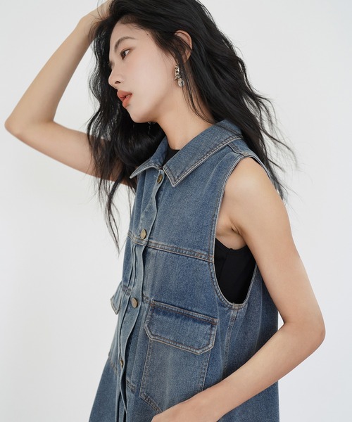 コクーンデニムワンピース EM25s011【EIGHTHMONTH】（ワンピース