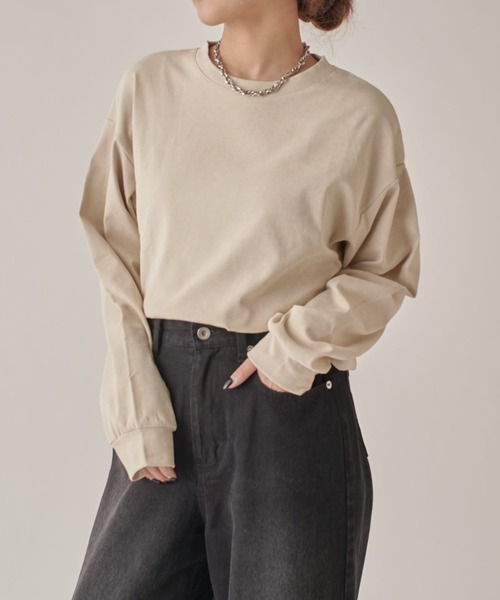 Lui's(ルイス)の「ヴィンテージニットカットソー(Tシャツ/カットソー・レディース・ブラック/ピンク/ベージュ・FREE)」の1枚目の写真