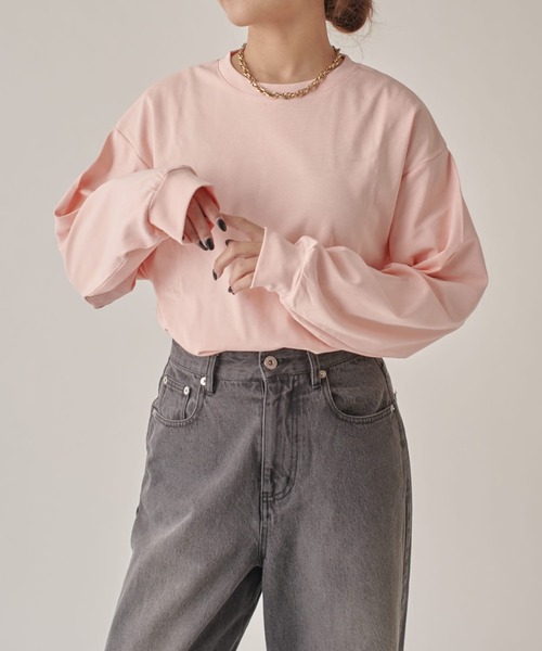 Lui's(ルイス)の「ヴィンテージニットカットソー(Tシャツ/カットソー・レディース・ブラック/ピンク/ベージュ・FREE)」の3枚目の写真