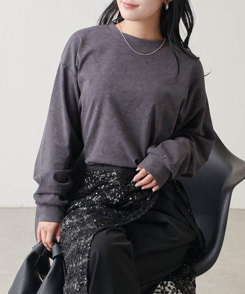 Lui's(ルイス)の「ヴィンテージニットカットソー(Tシャツ/カットソー・レディース・ブラック/ピンク/ベージュ・FREE)」の4枚目の写真