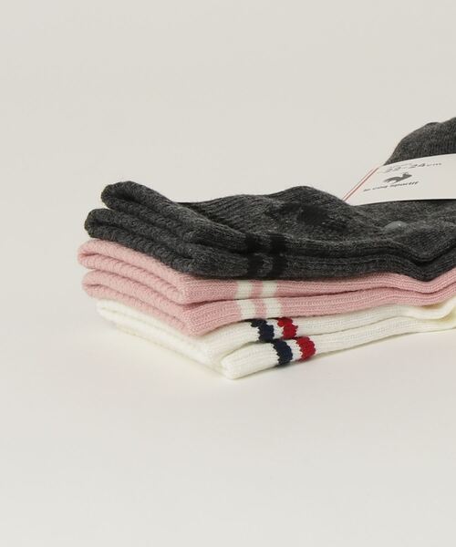 le coq sportif（ルコックスポルティフ）の「3Pソックス(ショート丈)【返品不可商品】（ソックス/靴下・メンズ・ホワイト×ピンク/ホワイト系その他4・25-27/22-24）」の3枚目の写真
