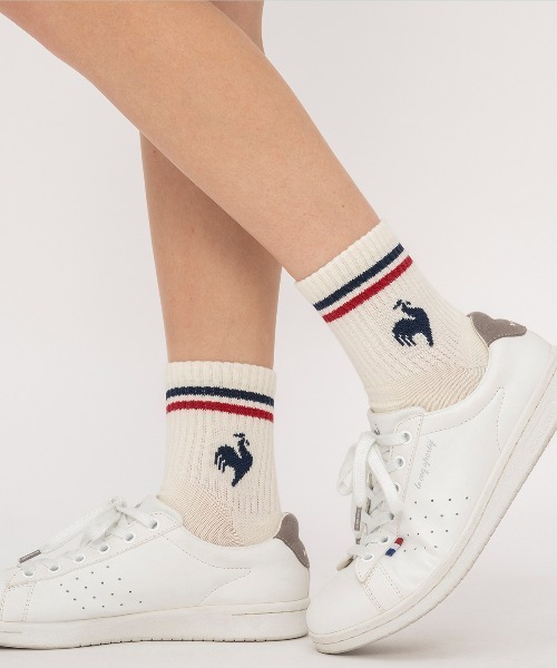 le coq sportif（ルコックスポルティフ）の「3Pソックス(ショート丈)【返品不可商品】（ソックス/靴下・メンズ・ホワイト×ピンク/ホワイト系その他4・25-27/22-24）」の8枚目の写真