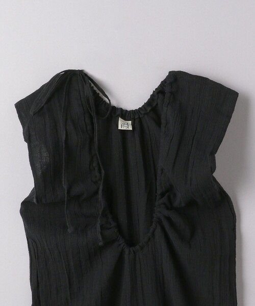 BASERANGE（ベースレンジ）の「＜BASERANGE＞ギャザー ノースリーブ ワンピース（ワンピース・レディース・ブラック・XS）」の3枚目の写真