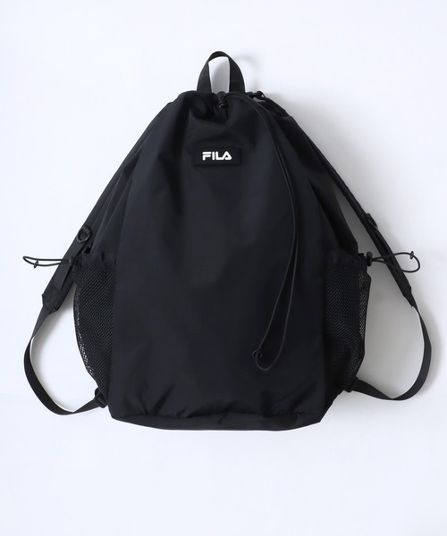 FILA(フィラ)の「FILA/フィラ ロゴ ワンポイントワッペン 2Way ナイロン ドローコード ナップサック/ワンショルダーバッグ/バックパック リュック/レディース メンズ(バックパック/リュック・レディース・ベージュ/グレー/ブラック・FREE)」の2枚目の写真