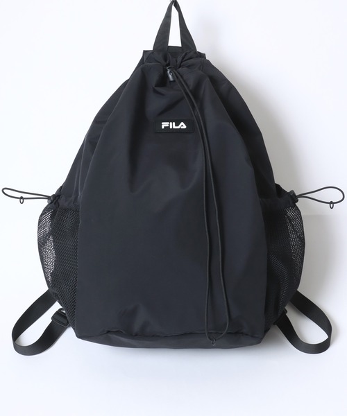 FILA(フィラ)の「FILA/フィラ ロゴ ワンポイントワッペン 2Way ナイロン ドローコード ナップサック/ワンショルダーバッグ/バックパック リュック/レディース メンズ(バックパック/リュック・レディース・ベージュ/グレー/ブラック・FREE)」の4枚目の写真
