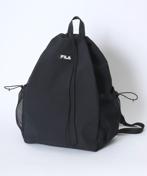 FILA(フィラ)の「FILA/フィラ ロゴ ワンポイントワッペン 2Way ナイロン ドローコード ナップサック/ワンショルダーバッグ/バックパック リュック/レディース メンズ(バックパック/リュック・レディース・ベージュ/グレー/ブラック・FREE)」の7枚目の写真