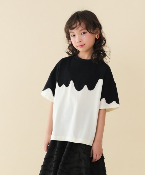 unica(ユニカ)の「バイカラーT(Tシャツ/カットソー・キッズ・ブラック×ホワイト/ブルー系その他・S/M/L/XL)」の2枚目の写真