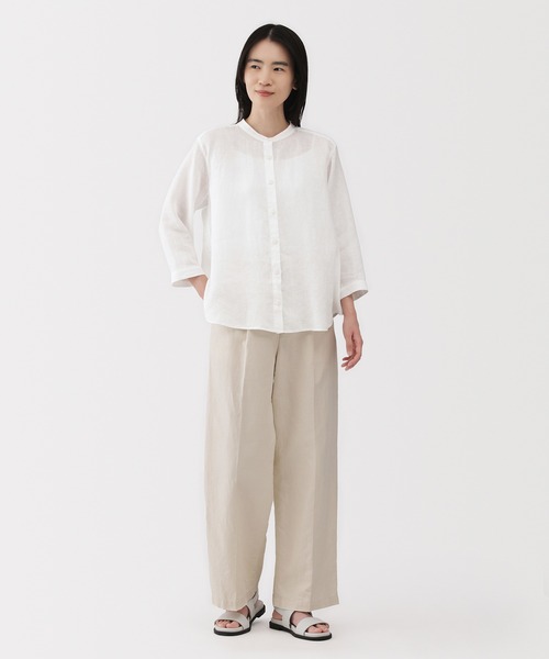 セール】婦人 リネン 洗いざらし七分袖ブラウス（シャツ/ブラウス