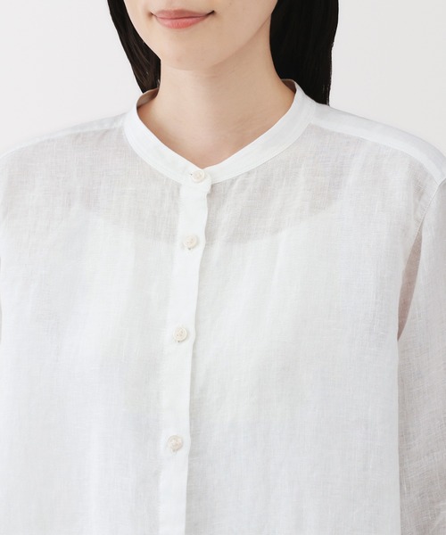 無印良品（ムジルシリョウヒン）の「婦人　リネン　洗いざらし七分袖ブラウス（シャツ/ブラウス・レディース・オレンジ系/ライトグレー系/ホワイト/ブラック・XL/L/M/S）」の11枚目の写真