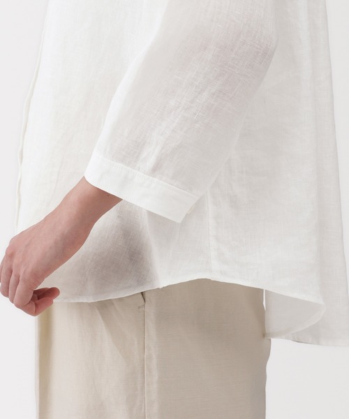 無印良品（ムジルシリョウヒン）の「婦人　リネン　洗いざらし七分袖ブラウス（シャツ/ブラウス・レディース・オレンジ系/ライトグレー系/ホワイト/ブラック・XL/L/M/S）」の12枚目の写真