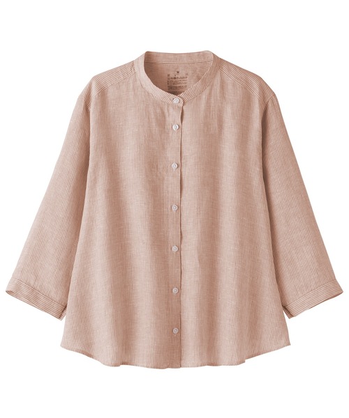 無印良品（ムジルシリョウヒン）の「婦人　リネン　洗いざらし七分袖ブラウス（シャツ/ブラウス・レディース・オレンジ系/ライトグレー系/ホワイト/ブラック・XL/L/M/S）」の6枚目の写真