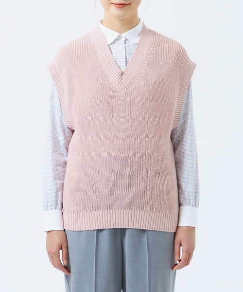 MACKINTOSH PHILOSOPHY(マッキントッシュ フィロソフィー)の「ムリネニットベスト(ベスト・レディース・ベージュ/レッド/ダークネイビー・38/36)」の7枚目の写真