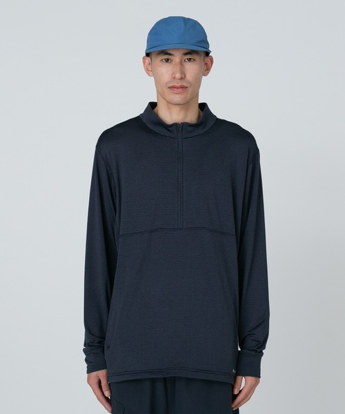 Snow Peak(スノーピーク)の「Breathable Dry Grid Half Zip Pullover 吸水速乾 ドライ(Tシャツ/カットソー・メンズ・ネイビー/ブラック・L/XL)」の2枚目の写真