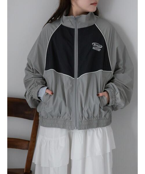 ehka sopo（エヘカソポ）の「ナイロンジャケット（ノーカラージャケット・レディース・グレー/ブルー/ミント・F）」の5枚目の写真