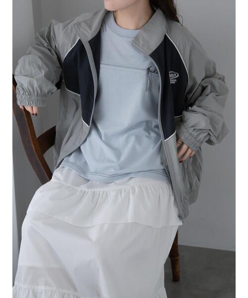 ehka sopo（エヘカソポ）の「ナイロンジャケット（ノーカラージャケット・レディース・グレー/ブルー/ミント・F）」の8枚目の写真