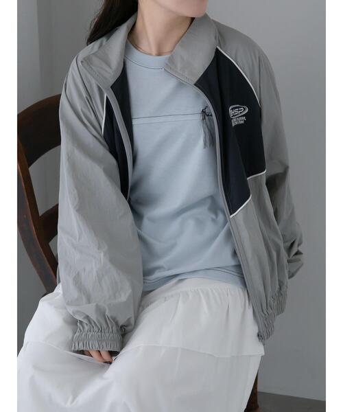 ehka sopo（エヘカソポ）の「ナイロンジャケット（ノーカラージャケット・レディース・グレー/ブルー/ミント・F）」の9枚目の写真