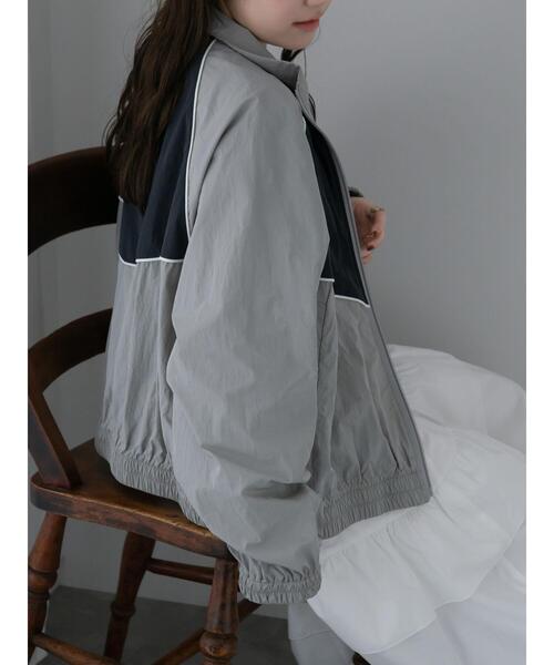 ehka sopo（エヘカソポ）の「ナイロンジャケット（ノーカラージャケット・レディース・グレー/ブルー/ミント・F）」の11枚目の写真