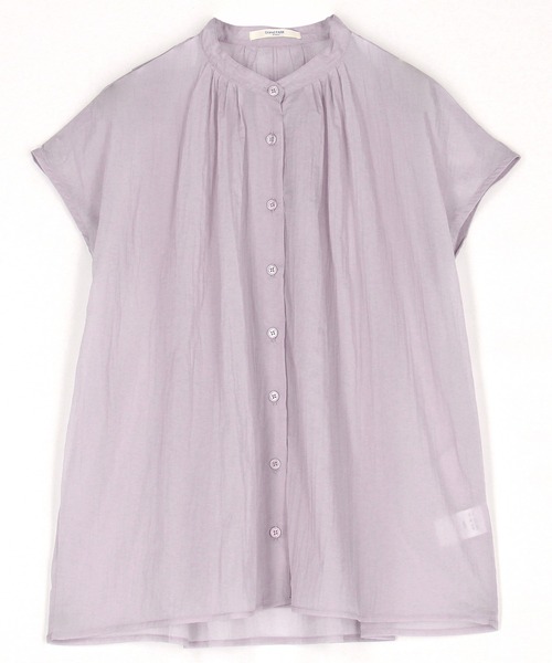 Grand PARK（グランドパーク）の「シアー フレンチスリーブシャツ（シャツ/ブラウス・レディース・ネイビー/ホワイト/ライトグレー/ライトグリーン・FREE）」の2枚目の写真