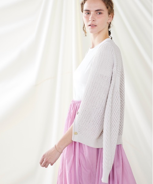 WALANCE(ワランス)の「paper mesh knit cardigan(カーディガン/ボレロ・レディース・ブラウン/アイボリー/ブラック・FREE)」の3枚目の写真