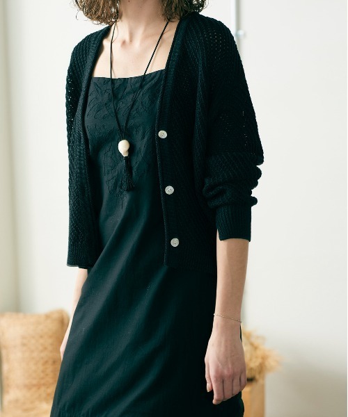 WALANCE(ワランス)の「paper mesh knit cardigan(カーディガン/ボレロ・レディース・ブラウン/アイボリー/ブラック・FREE)」の2枚目の写真