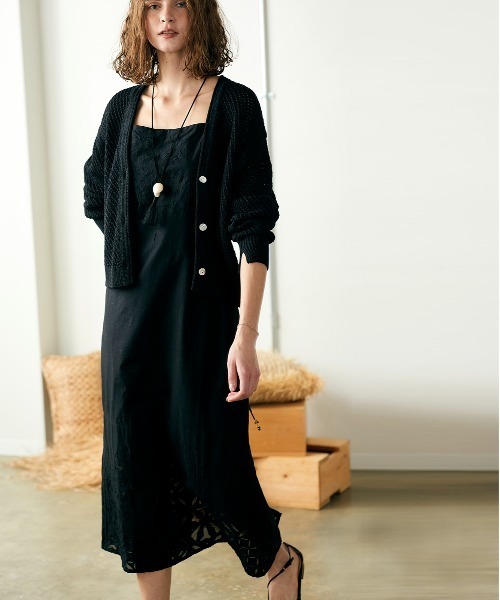 WALANCE(ワランス)の「paper mesh knit cardigan(カーディガン/ボレロ・レディース・ブラウン/アイボリー/ブラック・FREE)」の8枚目の写真