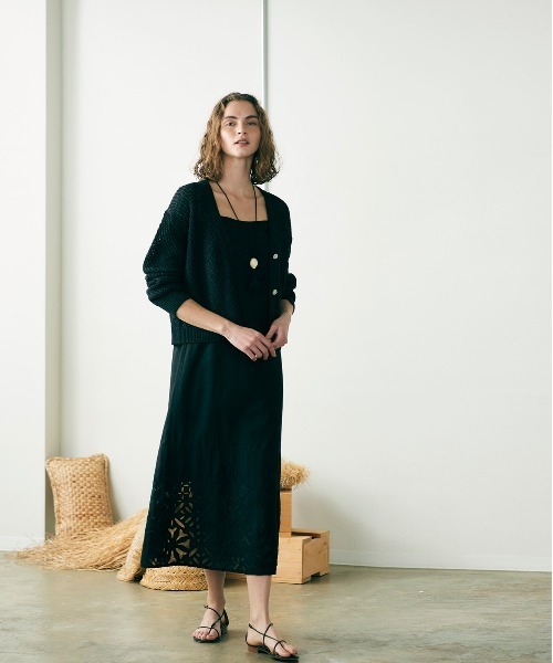 WALANCE(ワランス)の「paper mesh knit cardigan(カーディガン/ボレロ・レディース・ブラウン/アイボリー/ブラック・FREE)」の7枚目の写真