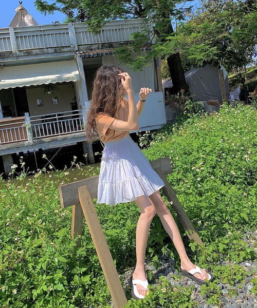 2ly2(トゥーリートゥー)の「夏映えカラー◎軽やかティアードハイウエストスカート(スカート・レディース・ホワイト/ブラック/ブルー/グリーン/ピンク・FREE)」の8枚目の写真