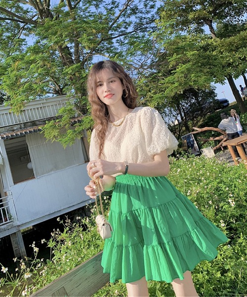 2ly2(トゥーリートゥー)の「夏映えカラー◎軽やかティアードハイウエストスカート(スカート・レディース・ホワイト/ブラック/ブルー/グリーン/ピンク・FREE)」の18枚目の写真