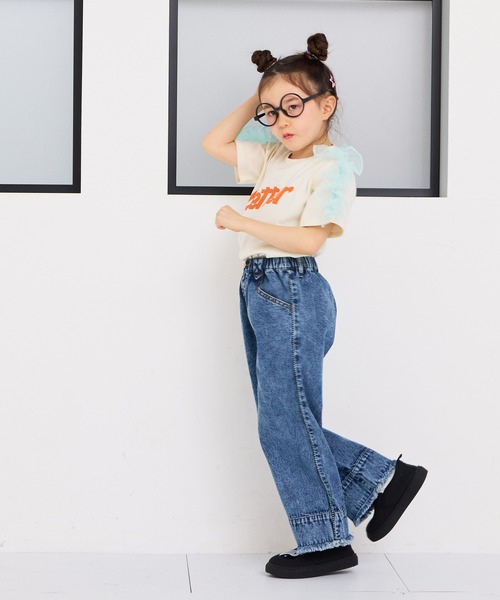 MARKEY'S(マーキーズ)の「チュールショルダーフリルTシャツ(Tシャツ/カットソー・キッズ・杢グレー/レッド/オレンジ/オフホワイト・150/120/110/100/90/140/130)」の22枚目の写真