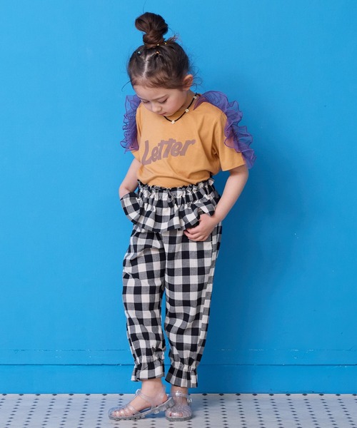 MARKEY'S(マーキーズ)の「チュールショルダーフリルTシャツ(Tシャツ/カットソー・キッズ・杢グレー/レッド/オレンジ/オフホワイト・150/120/110/100/90/140/130)」の15枚目の写真