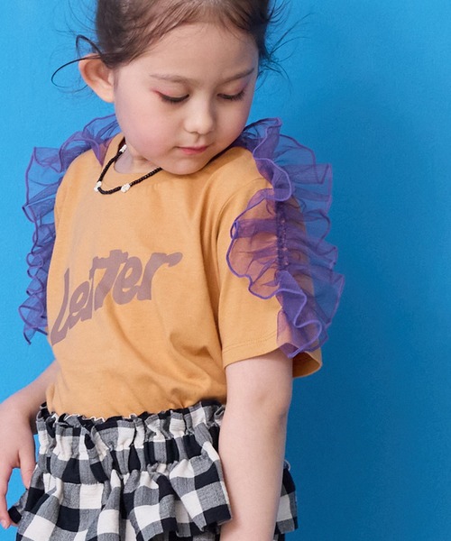 MARKEY'S(マーキーズ)の「チュールショルダーフリルTシャツ(Tシャツ/カットソー・キッズ・杢グレー/レッド/オレンジ/オフホワイト・150/120/110/100/90/140/130)」の17枚目の写真