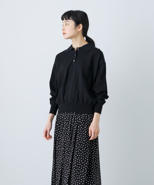 かぐれ（カグレ）の「コットンハイゲージポロニット（ニット/セーター・レディース・ネイビー/ブラック・FREE）」の10枚目の写真
