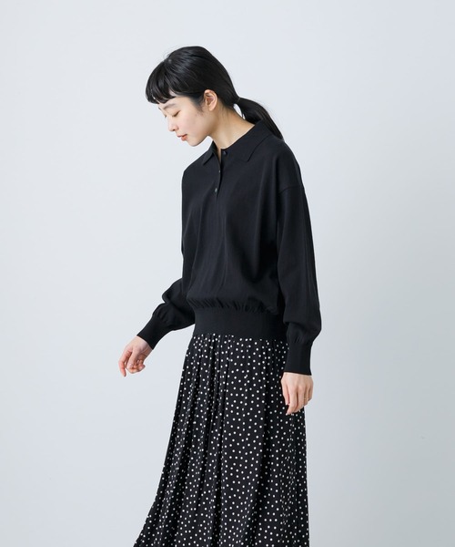 かぐれ（カグレ）の「コットンハイゲージポロニット（ニット/セーター・レディース・ネイビー/ブラック・FREE）」の11枚目の写真