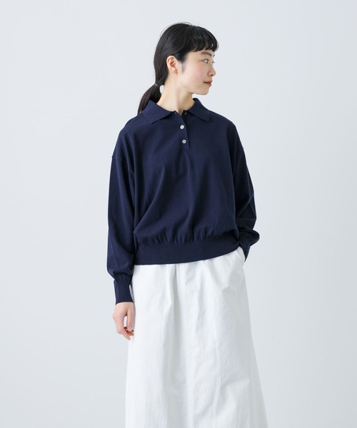 かぐれ（カグレ）の「コットンハイゲージポロニット（ニット/セーター・レディース・ネイビー/ブラック・FREE）」の18枚目の写真