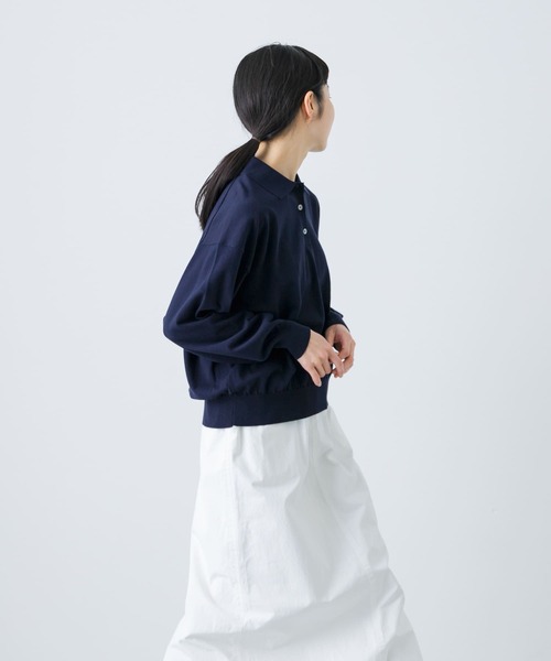 かぐれ（カグレ）の「コットンハイゲージポロニット（ニット/セーター・レディース・ネイビー/ブラック・FREE）」の21枚目の写真