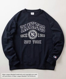 【0】【MAJOR LEAGUE BASEBALL/メジャーリーグベースボール】MLB 4TEAM LOGO ビッグワッペン刺繍デザイン クルーネックスウェット/ビッグシルエット
