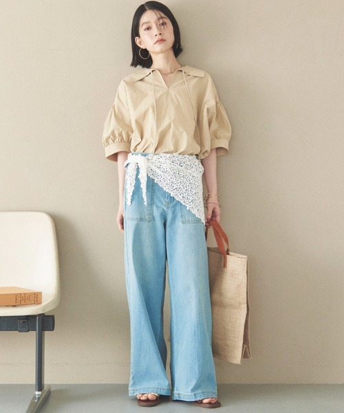 Doux archives（ドゥアルシーヴ）の「ビッグカラースキッパーブラウス（シャツ/ブラウス・レディース・ベージュ/ブラウン/チャコールグレー・38）」の9枚目の写真