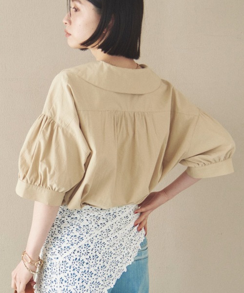 Doux archives（ドゥアルシーヴ）の「ビッグカラースキッパーブラウス（シャツ/ブラウス・レディース・ベージュ/ブラウン/チャコールグレー・38）」の13枚目の写真