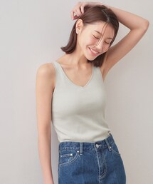 前後2WAY サテンパイピングリブタンクトップ【洗濯機洗い可】