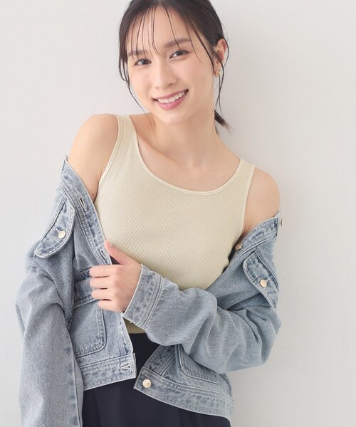 index(インデックス)の「前後2WAY サテンパイピングリブタンクトップ【洗濯機洗い可】(タンクトップ・レディース・ブラック/チャコールグレー/オフホワイト/ゴールド系5/シルバー系5・00)」の5枚目の写真