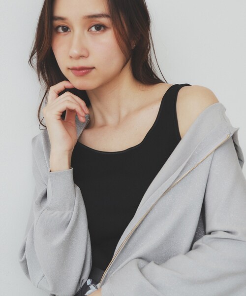 index(インデックス)の「前後2WAY サテンパイピングリブタンクトップ【洗濯機洗い可】(タンクトップ・レディース・ブラック/チャコールグレー/オフホワイト/ゴールド系5/シルバー系5・00)」の2枚目の写真