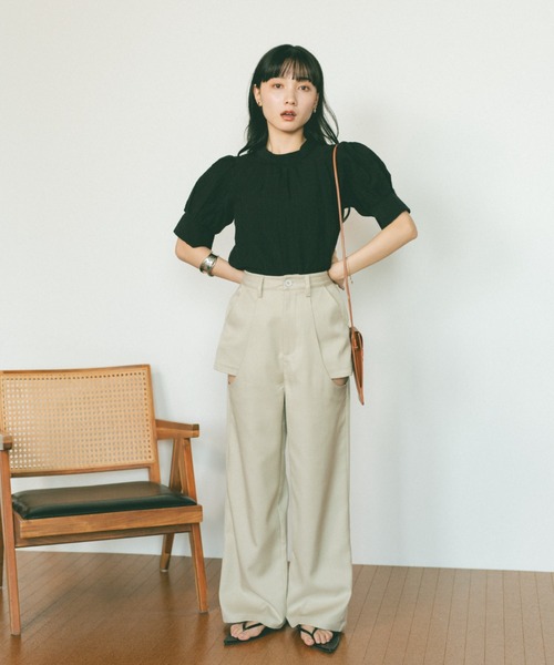 【WEB限定】シアーパフスリーブブラウス KOBE LETTUCE 透け感 シアーダンボールパフスリーブブラウス
