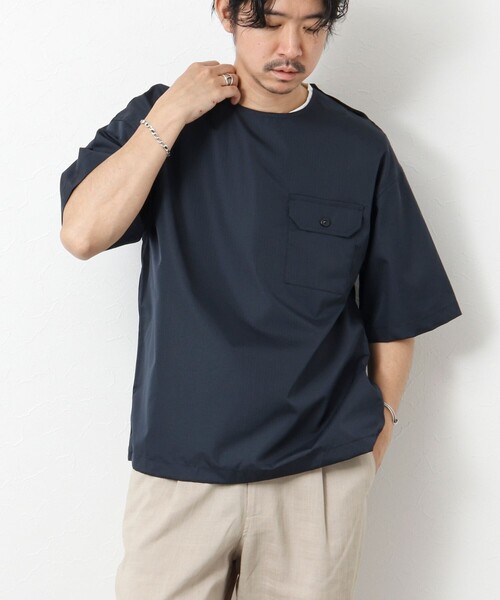 TAION(タイオン)の「【TAION/タイオン】ノンダウン ミリタリー 半袖カットソー 25SS(Tシャツ/カットソー・メンズ・ブラック/オリーブ/ブラック系その他/ダークネイビー・M/L/XL)」の6枚目の写真